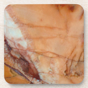 Orange Red and White Marble Coaster