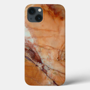 Orange Red and White Veined Marble iPhone 13 Case