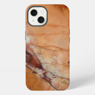 Orange Red and White Veined Marble iPhone Case