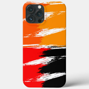 Orange Red Black Brush Stroke Paint iPhone 13 Pro Max Case