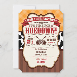 Orange Red Brown Hoedown Party Invitation