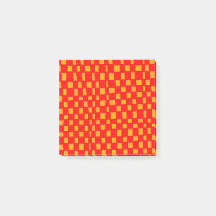 Orange Red Chequerboard Vibrant Chequered Pattern Post-it Notes