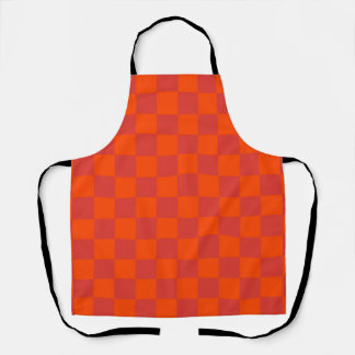Orange Red Chequered Gingham Pattern Apron