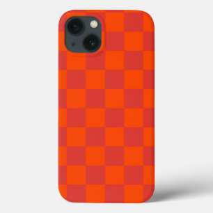 Orange Red Chequered Gingham Pattern iPhone 13 Case