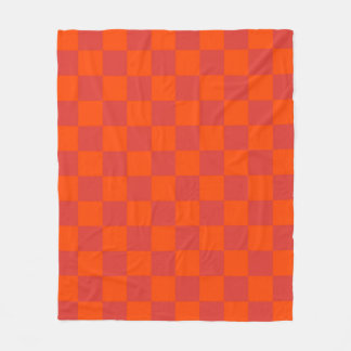 Orange Red Chequered Gingham Pattern Fleece Blanket