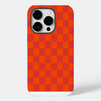 Orange Red Chequered Gingham Pattern iPhone 14 Pro Case