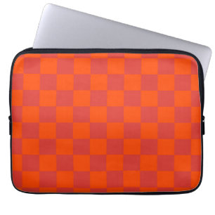 Orange Red Chequered Gingham Pattern Laptop Sleeve