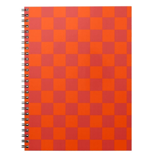 Orange Red Chequered Gingham Pattern Notebook (Front)