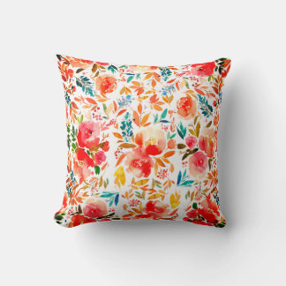 Orange red colorful rose floral summer  cushion