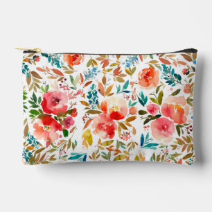 Orange red colourful rose floral summer  accessory pouch