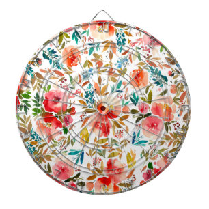Orange red colourful rose floral summer dartboard