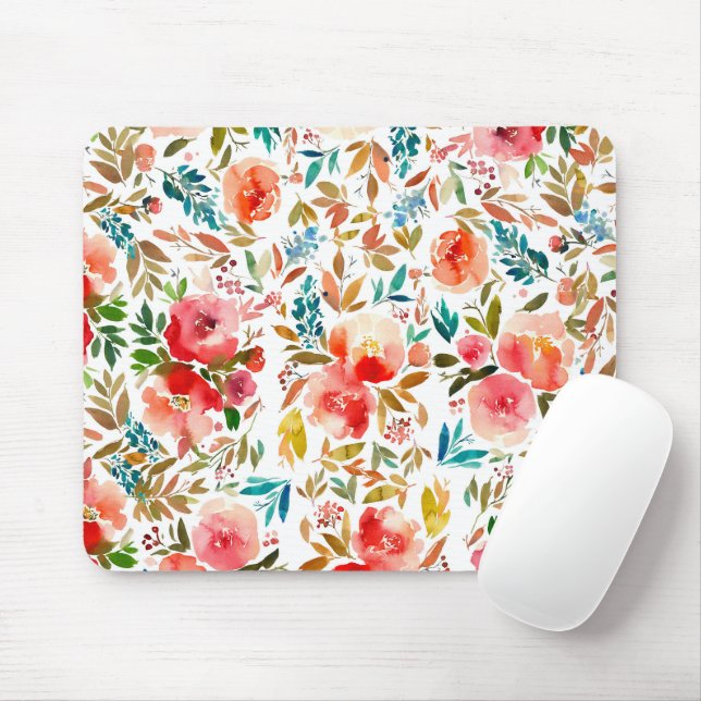 Orange red colourful rose floral summer  mouse pad (With Mouse)