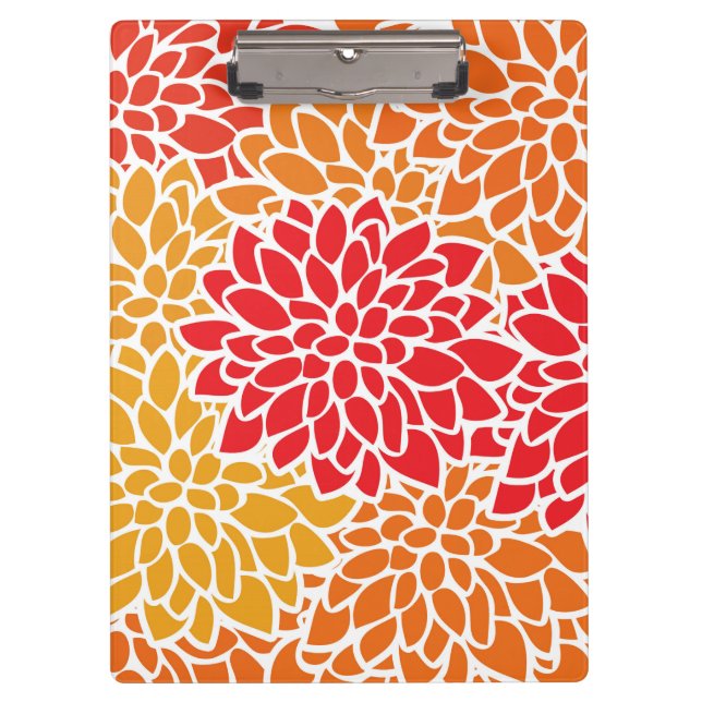 Orange Red Colourful Vintage 60s Flower Clipboard (Front)