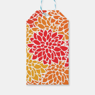 Orange Red Colourful Vintage 60s Flower Gift Tags