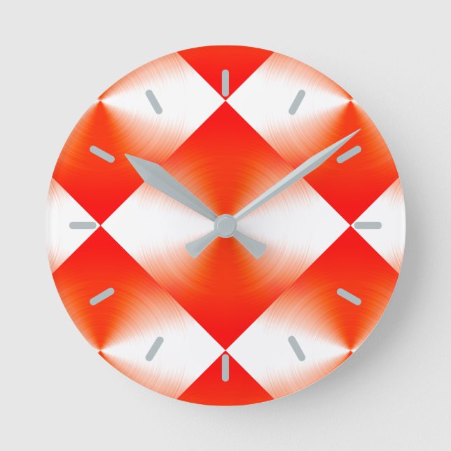 Orange Red Contemporary Round Clock (Front)