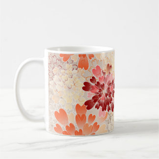 Orange Red & Cream Flowers Retro Coffee Mug
