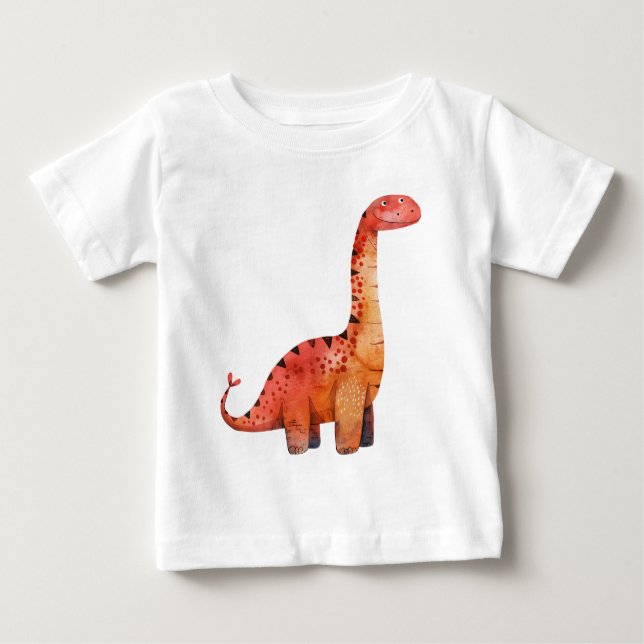 Orange Red Dinosaur – Cute Cartoon Dino Shirt  (Front)