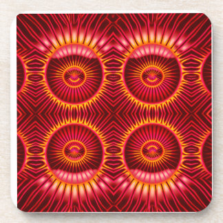 Orange & Red Energy Spheres Pattern Coaster