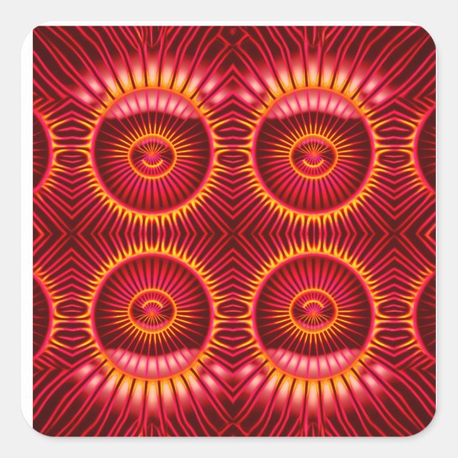 Orange & Red Energy Spheres Pattern Square Sticker (Front)
