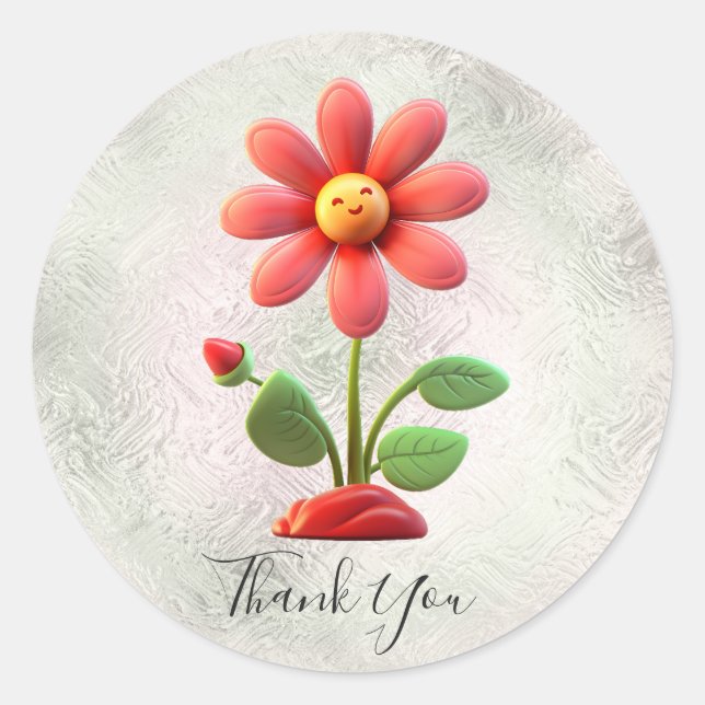 Orange Red Flower Sticker (Front)