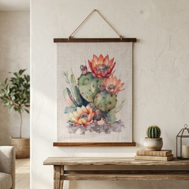 Orange/Red Flowering Cactus  Hanging Tapestry (Creator Uploaded)