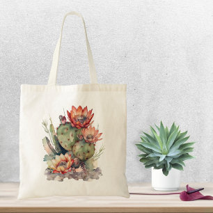 Orange/Red Flowering Cactus Tote Bag