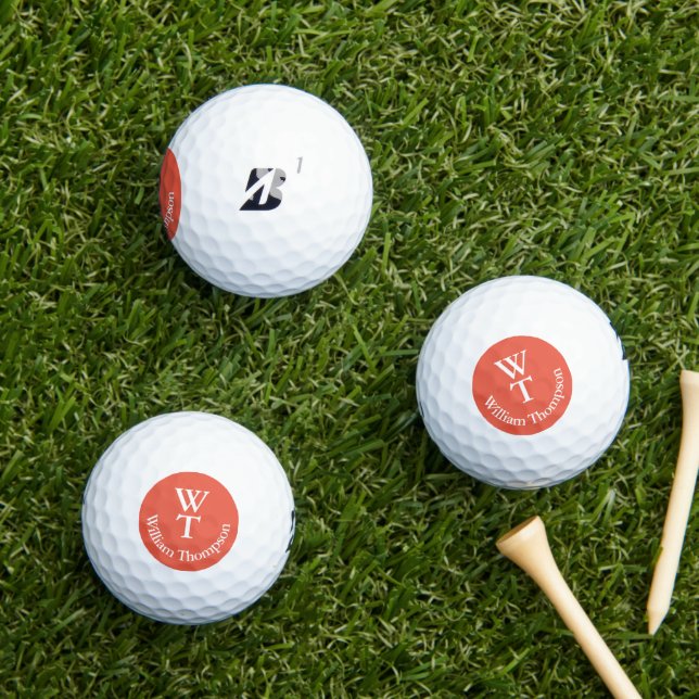 Orange-Red Golf Ball with Name (Insitu Grass)