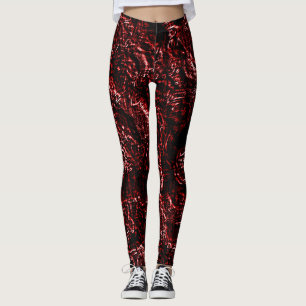 Orange Red Goth Roses Leggings