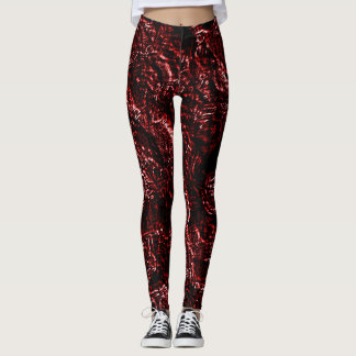 Orange Red Goth Roses Leggings