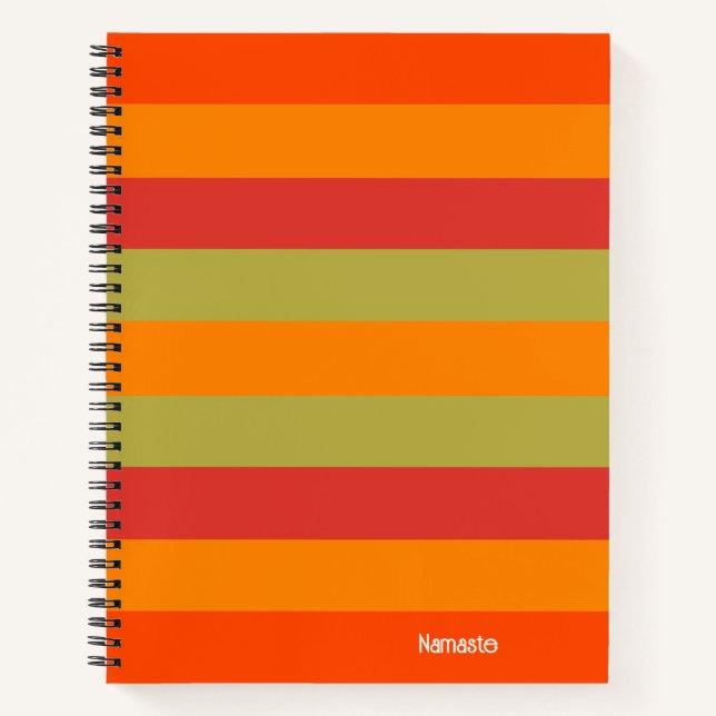Orange Red Green Striped Personalised Yoga Mat Notebook (Front)