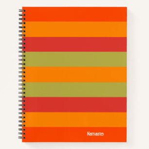 Orange Red Green Striped Personalized Yoga Mat Notebook