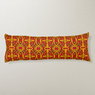 Orange & Red Hand Drawn Pattern Body Cushion