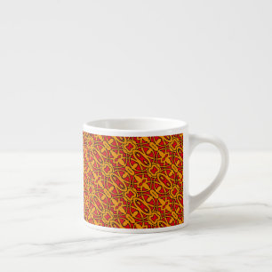 Orange & Red Hand Drawn Pattern Espresso Cup