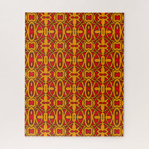Orange & Red Hand Drawn Pattern Jigsaw Puzzle