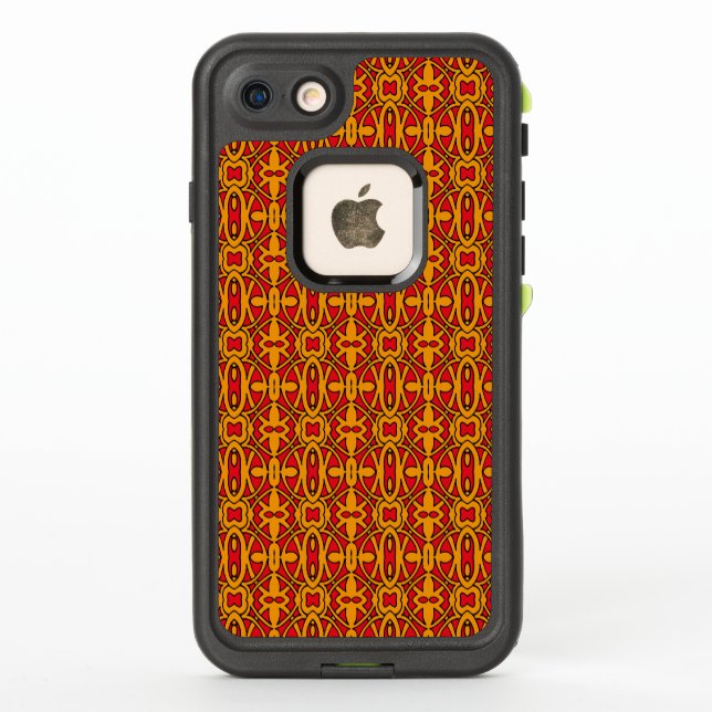 Orange & Red Hand Drawn Pattern LifeProof iPhone Case (Back)