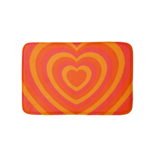 Orange Red Hypnotic Heart Love Pattern Bath Mat