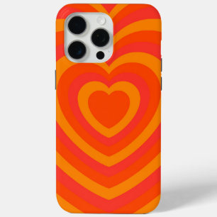Orange Red Hypnotic Heart Love Pattern iPhone 15 Pro Max Case