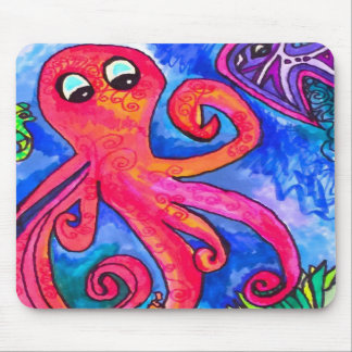 Orange-Red Octopus Mousepad