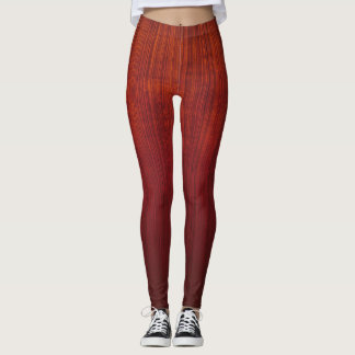Orange Red ombre striped rustic Leggings