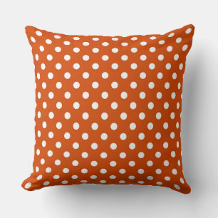Orange - red orange and white dots cushion