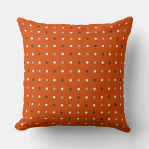 Orange - red orange and white dots cushion