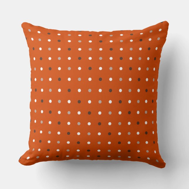 Orange - red orange and white dots cushion (Front)