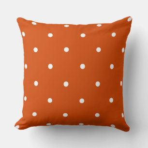 Orange - red orange and white dots cushion