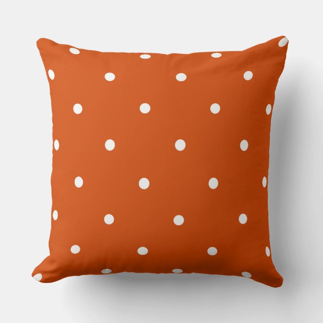 Orange - red orange and white dots cushion (Front)