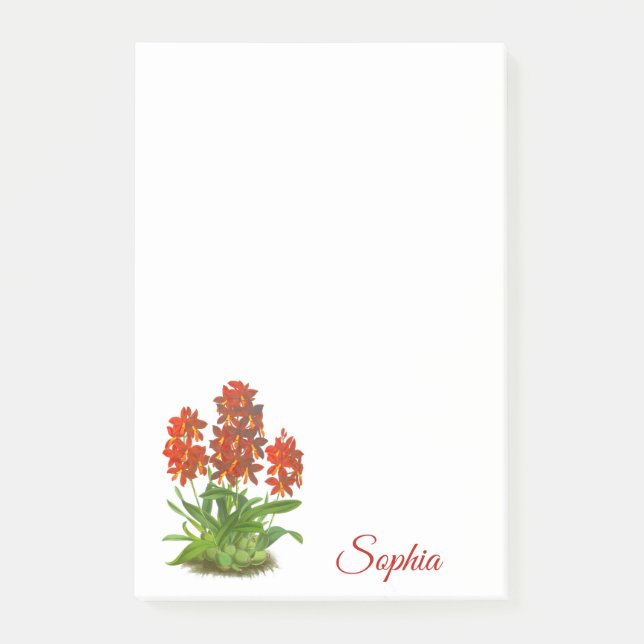 Orange Red Orchid Flower Post-It Notes (Front)