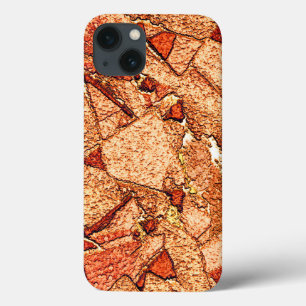Orange red painted volcanic rock drawing iPhone 13 case