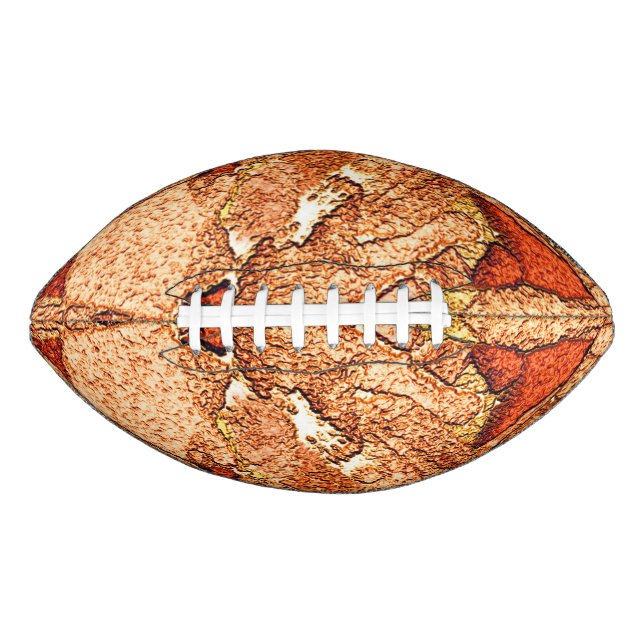 Orange red painted volcanic rock drawing football (Front)