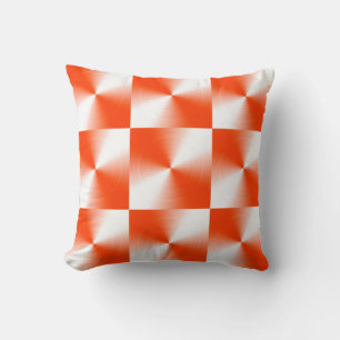 Orange Red Plaid Pattern Cushion