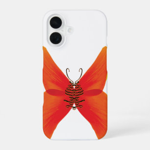 Orange Red Poppy Butterfly with Your Name iPhone 16 Case