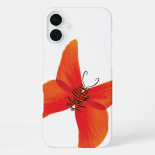 Orange Red Poppy Butterfly with Your Name iPhone 16 Plus Case